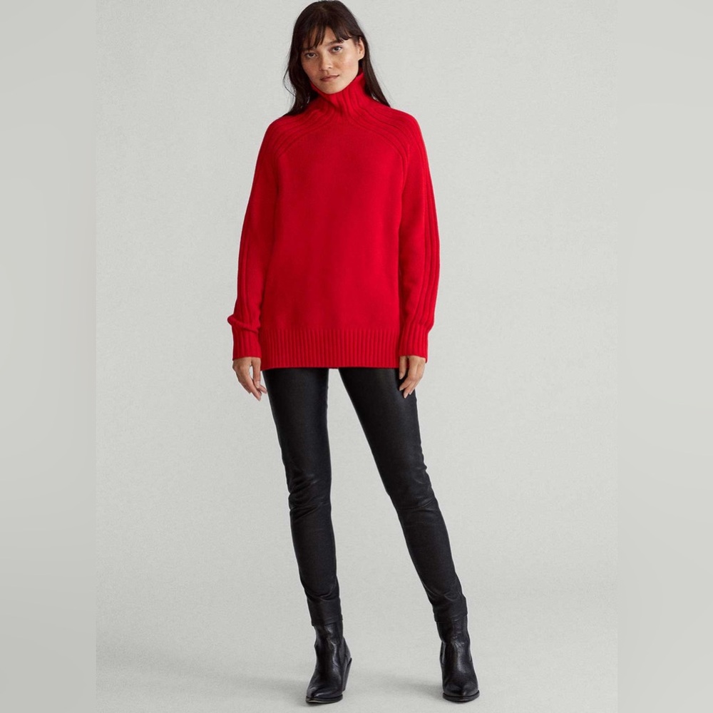 NWT Polo Ralph Lauren Red Wool Cashmere Ribbed Turtleneck Knit Sweater Sz XS